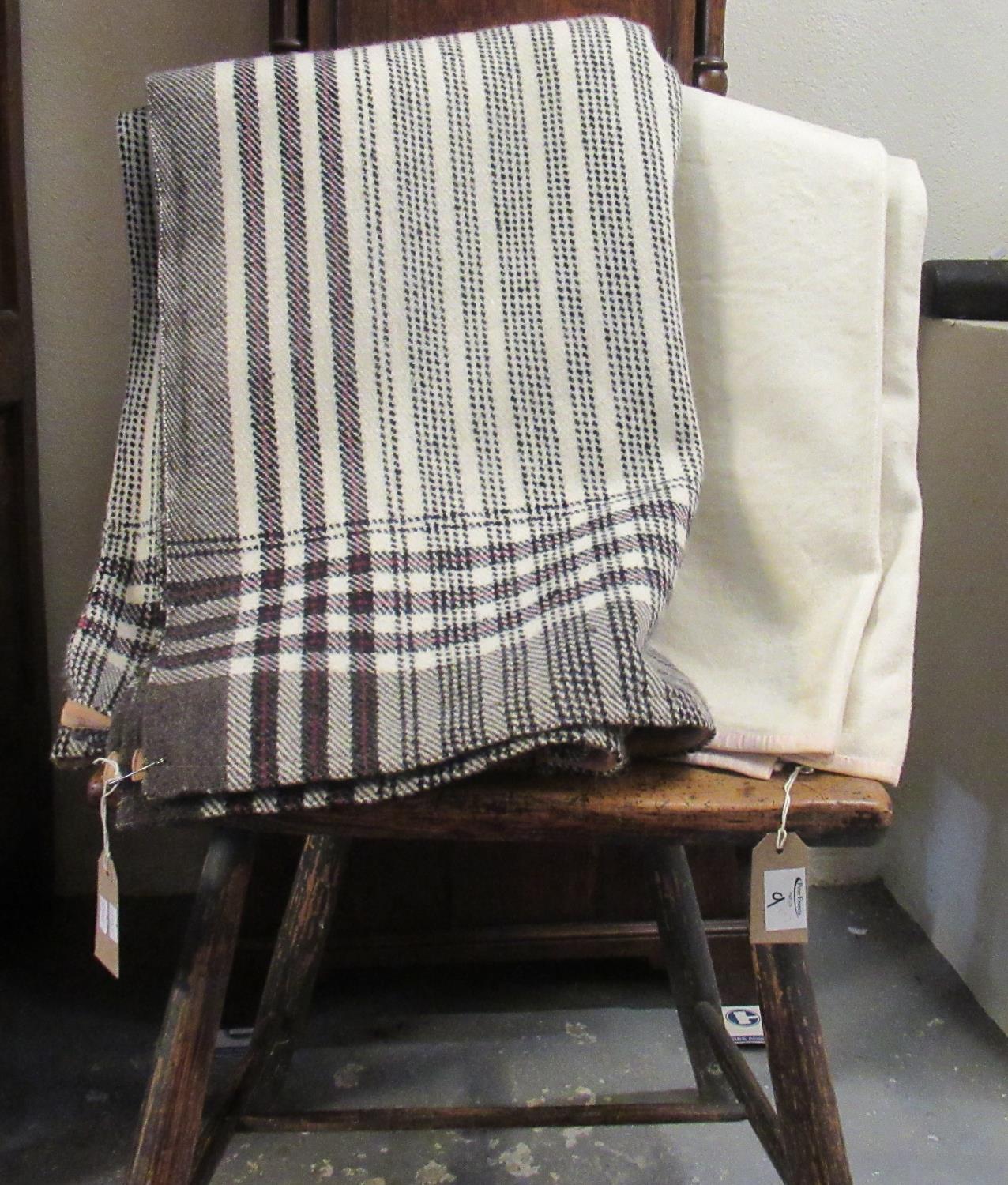 Lot 9 Two Welsh woollen antique narrow loom blankets;